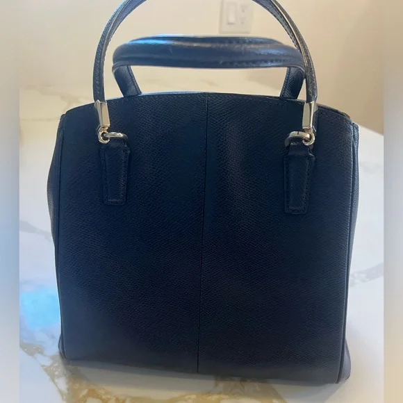 Coach Blue and Gold Leather Satchel Crossbody, with Structured Design EUC - Picture 3 of 14